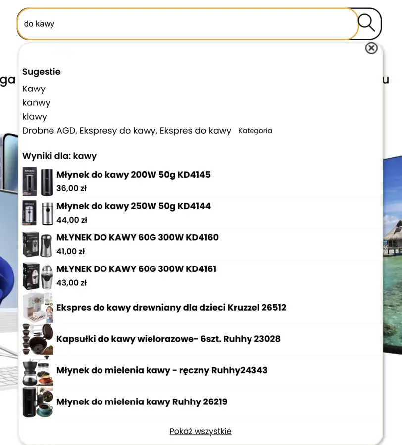 Inteligentna wyszukiwarka z podpowiedziami