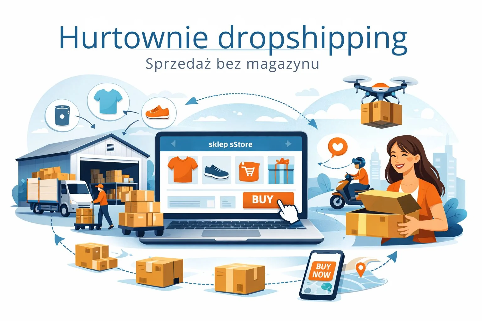 Ilustracja: Hurtownie dropshipping - sprzedaż bez magazynu
