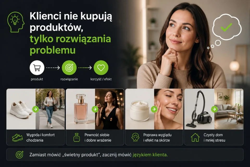Ilustracja: Klienci nie kupują produktów, tylko rozwiązania problemu