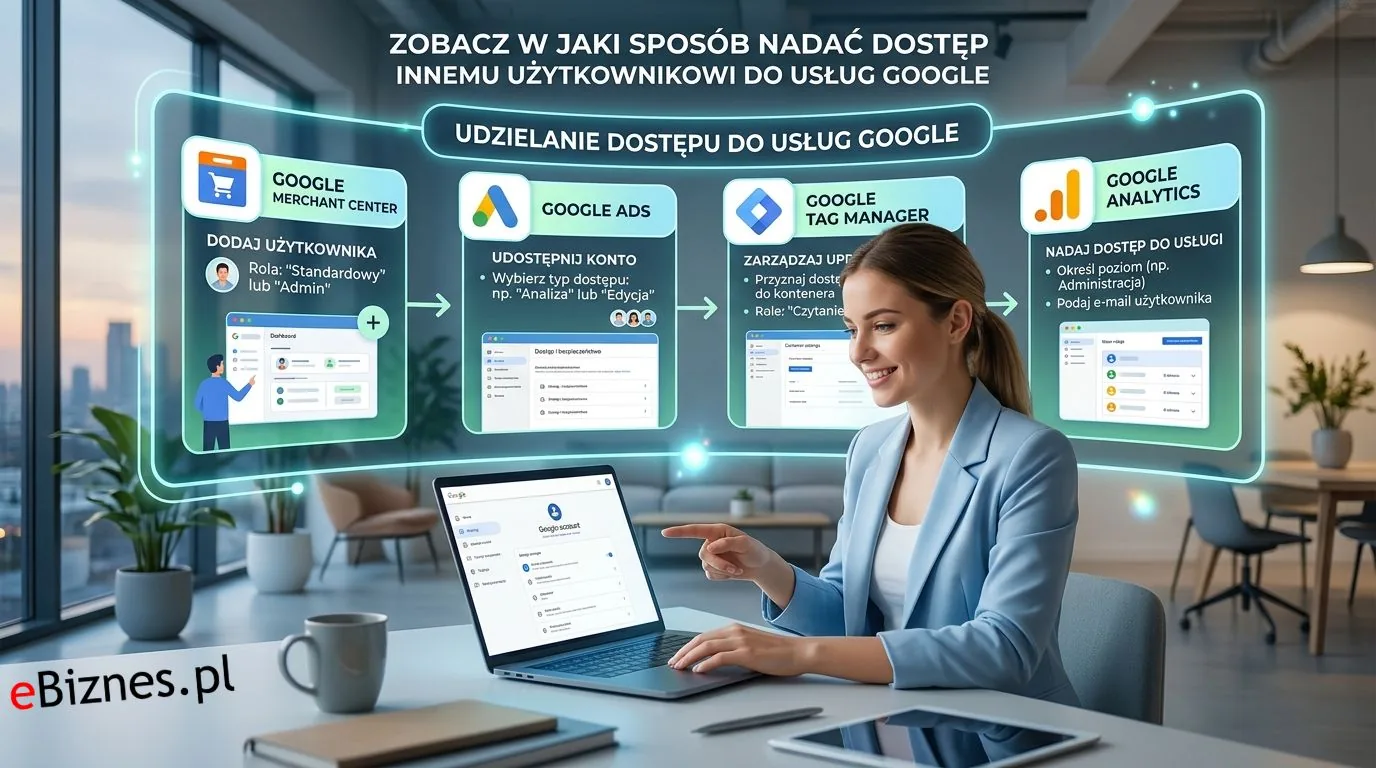 Ilustracja: W jaki sposób udzielić dostępu do usług Google innym użytkownikom, na przykład agencjom marketingowym?