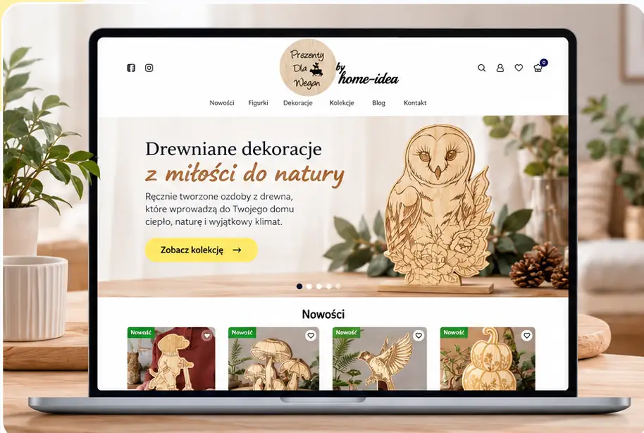 Przykładowa wizualizacja sklepu internetowego na laptopie